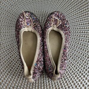 Jcrew Crewcuts Glittery Ballet Flats with Bow-Little Girls size 10